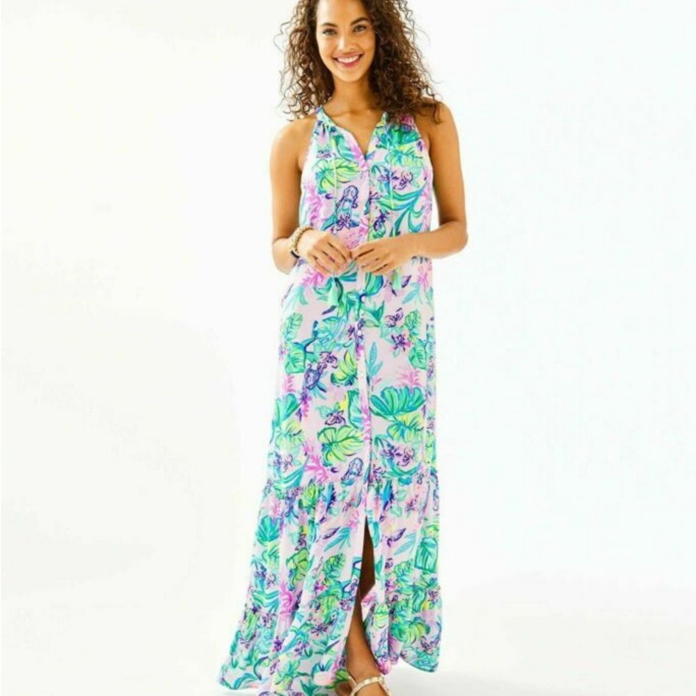 Lilly Pulitzer Luliana Maxi dress in Mermaid in the Shade size L